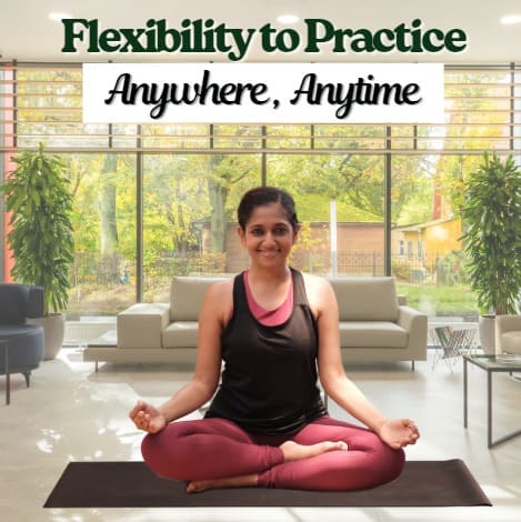 Busy professional practicing online Yogalates class at home