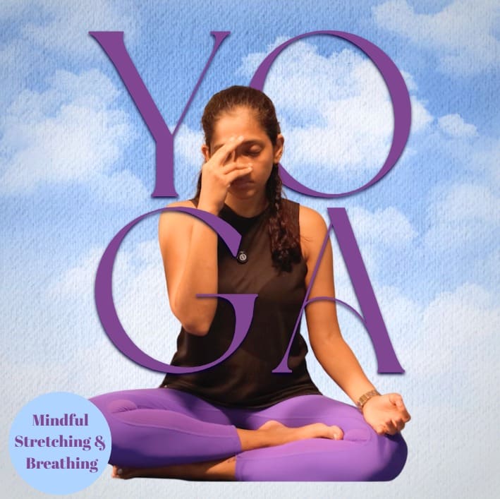 Close-up of mindful breathing or stretching