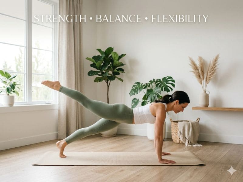 Woman practicing Yogalates workout for a healthy lifestyle on World Health Day