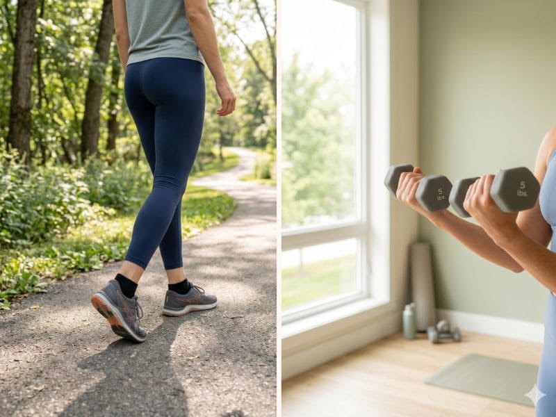 Person performing a Yogalates core strength exercise to reduce belly fat and improve flexibility at home