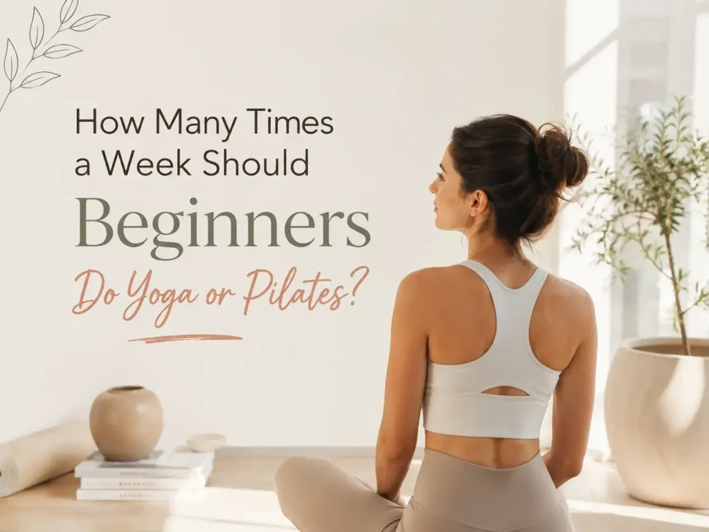 Beginner practising Yoga and Pilates at home following a weekly workout routine to improve strength, flexibility, posture, and overall fitness.